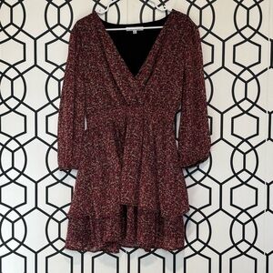 Mimi Chica Long Sleeve V-Neck Tiered Floral Mini Dress Smocked Waist XL